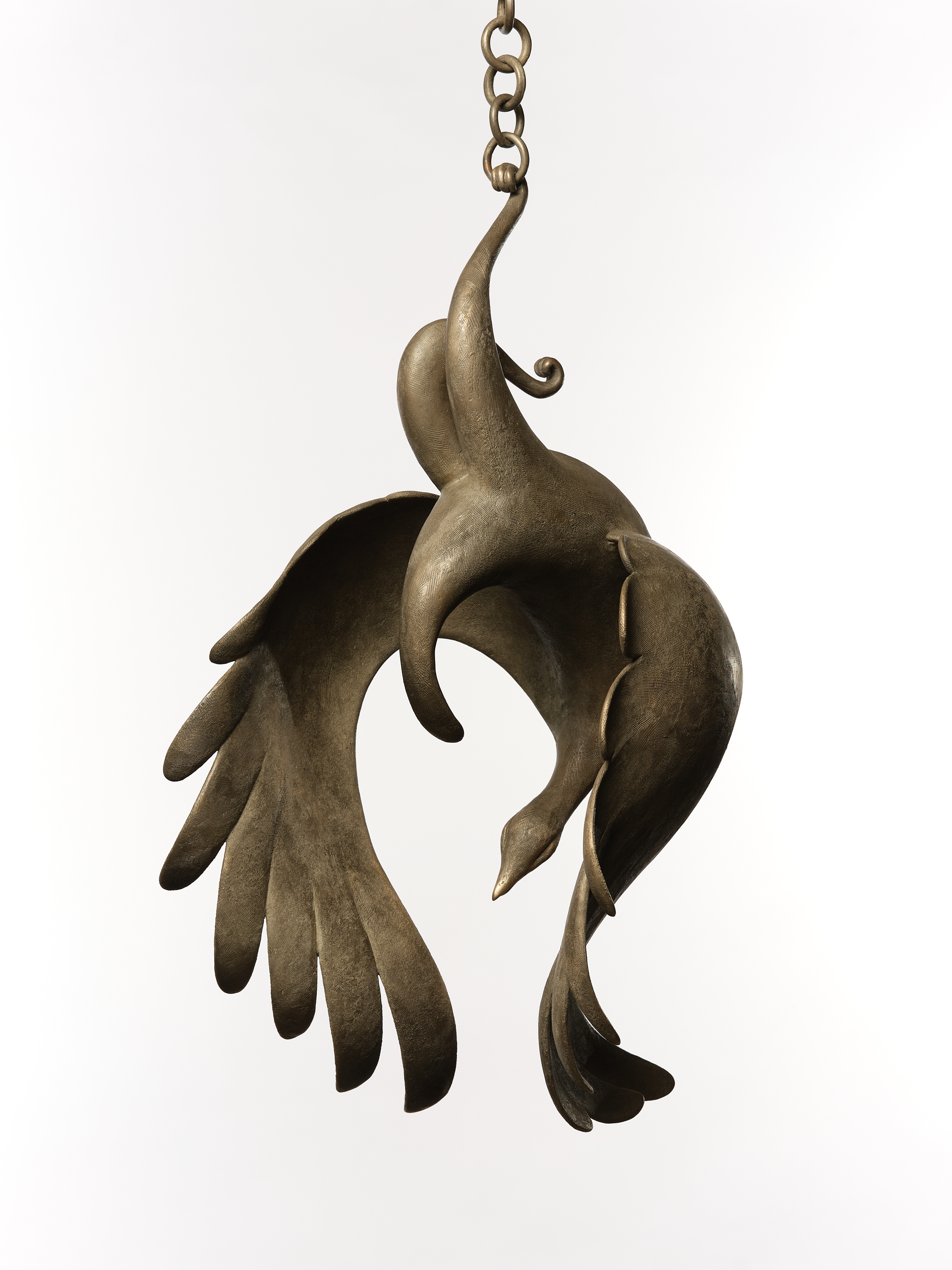 <p>Koak<br /><em>Swan Song</em>, 2023<br />Signed<br />Bronze with silver nitrate patina<br />24 × 15 × 20 inches / 61 × 38.1 × 50.8 cm</p>
