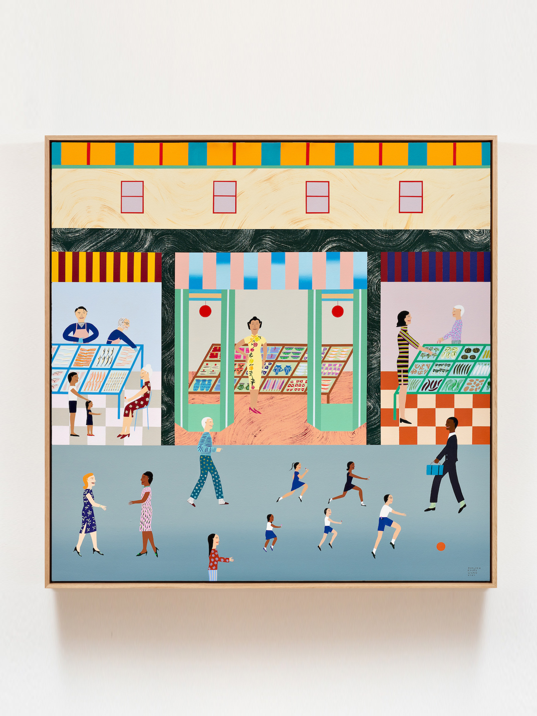 Chelsea Ryoko Wong<br><em>Chasing Dreams</em>, 2024<br>Acrylic on canvas<br>49 1/2 x 49 1/2 x 2 3/4 inches / 125.7 x 125.7 x 7 cm