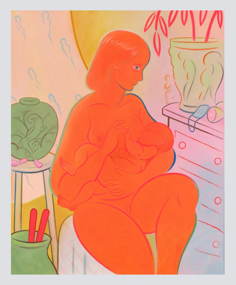 <p>Koak<br /><em>June</em>, 2021<br />Acrylic, oil, graphite, chalk, charcoal, pastel, casein, and flashe on canvas<br />77 1/2 x 62 inches / 196.8 x 157.5 cm</p>
