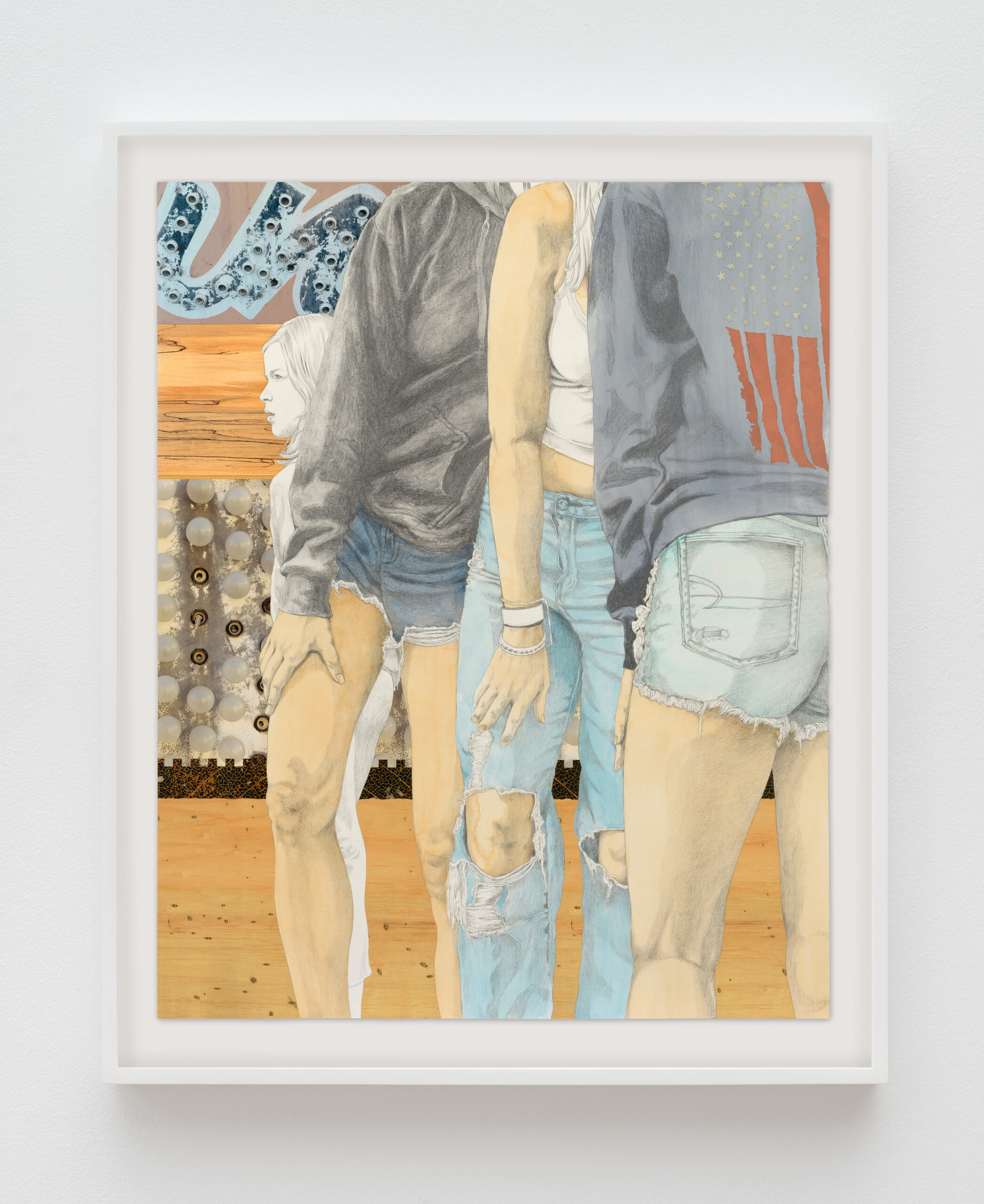 Alison Elizabeth Taylor<br><em>Grahamsville Fair</em>, 2026<br>Gouache, graphite, and pigment print on paper<br>44 3/4 x 36 5/8 x 1 3/4 inches / 113.7 x 93 x 4.4 cm