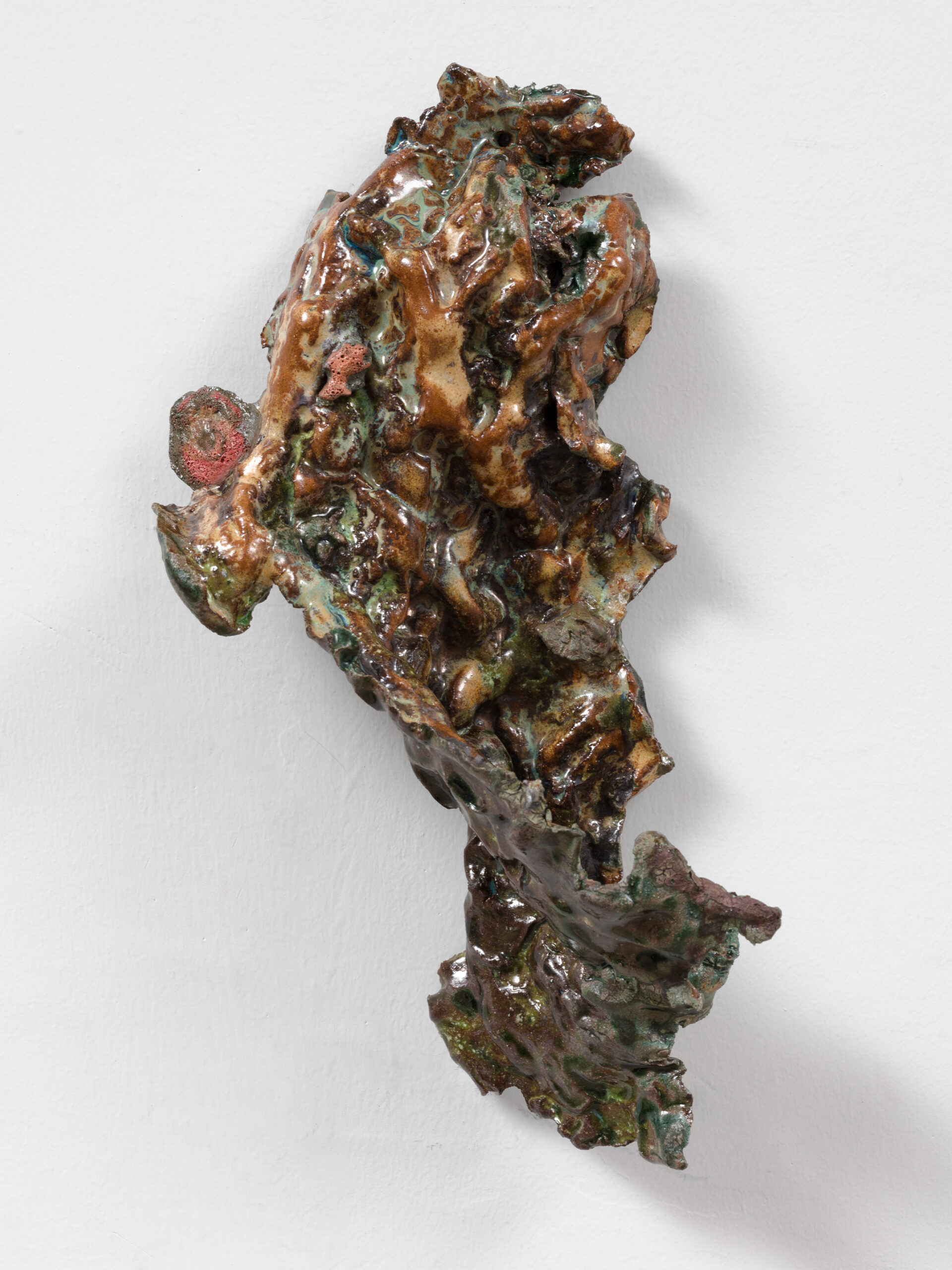 Rebecca Manson<br><em>Bark</em>, 2026<br>Porcelain, glaze, wire, and adhesive<br>12 x 8 x 4 inches / 30.5 x 20.3 x 10.2 cm