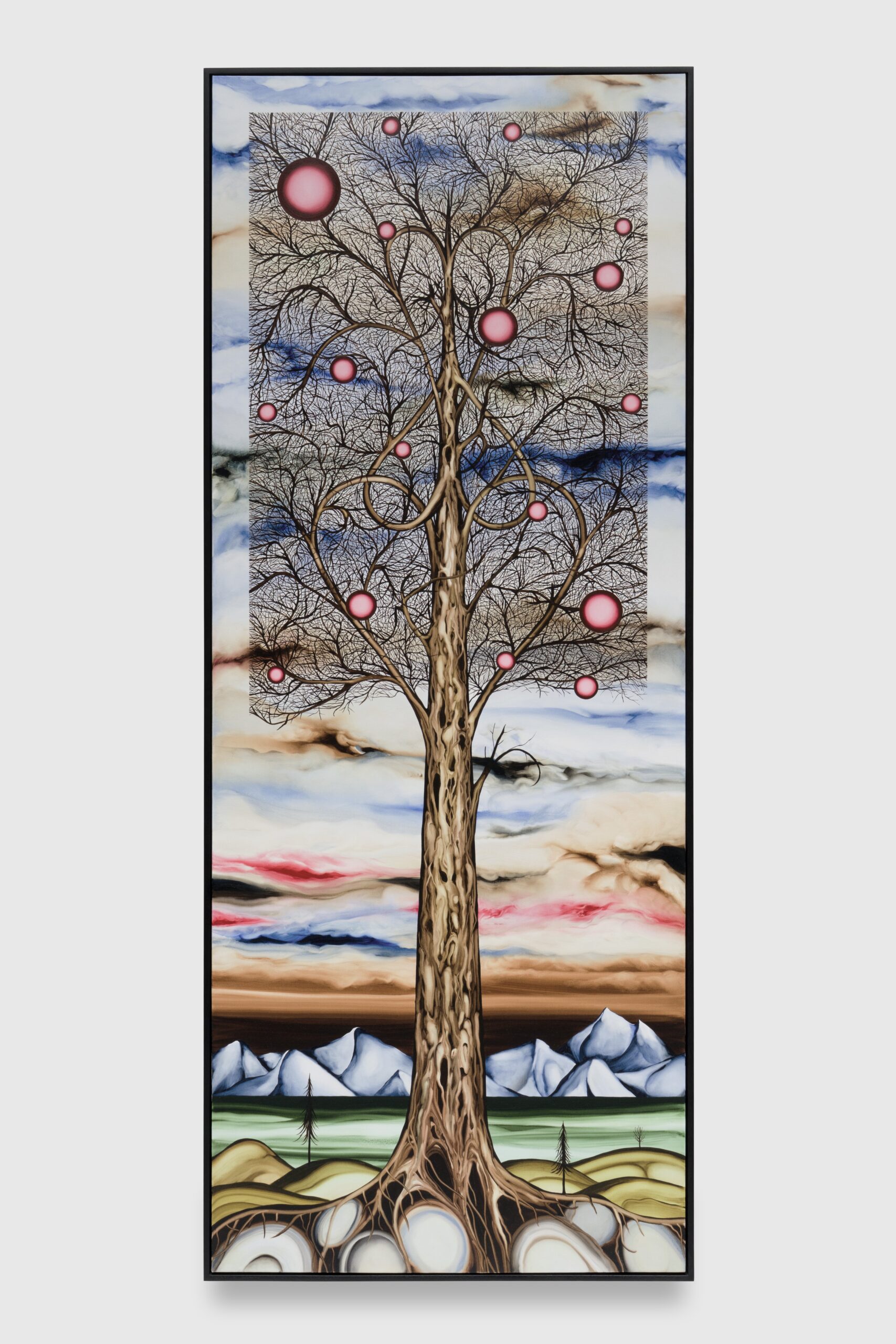 Robert Zehnder<br><em>Topiary (Three Hearts)</em>, 2025<br>Oil on canvas over panel<br>97 3/8 x 39 3/8 x 3 inches / 247.3 x 100 x 7.6 cm