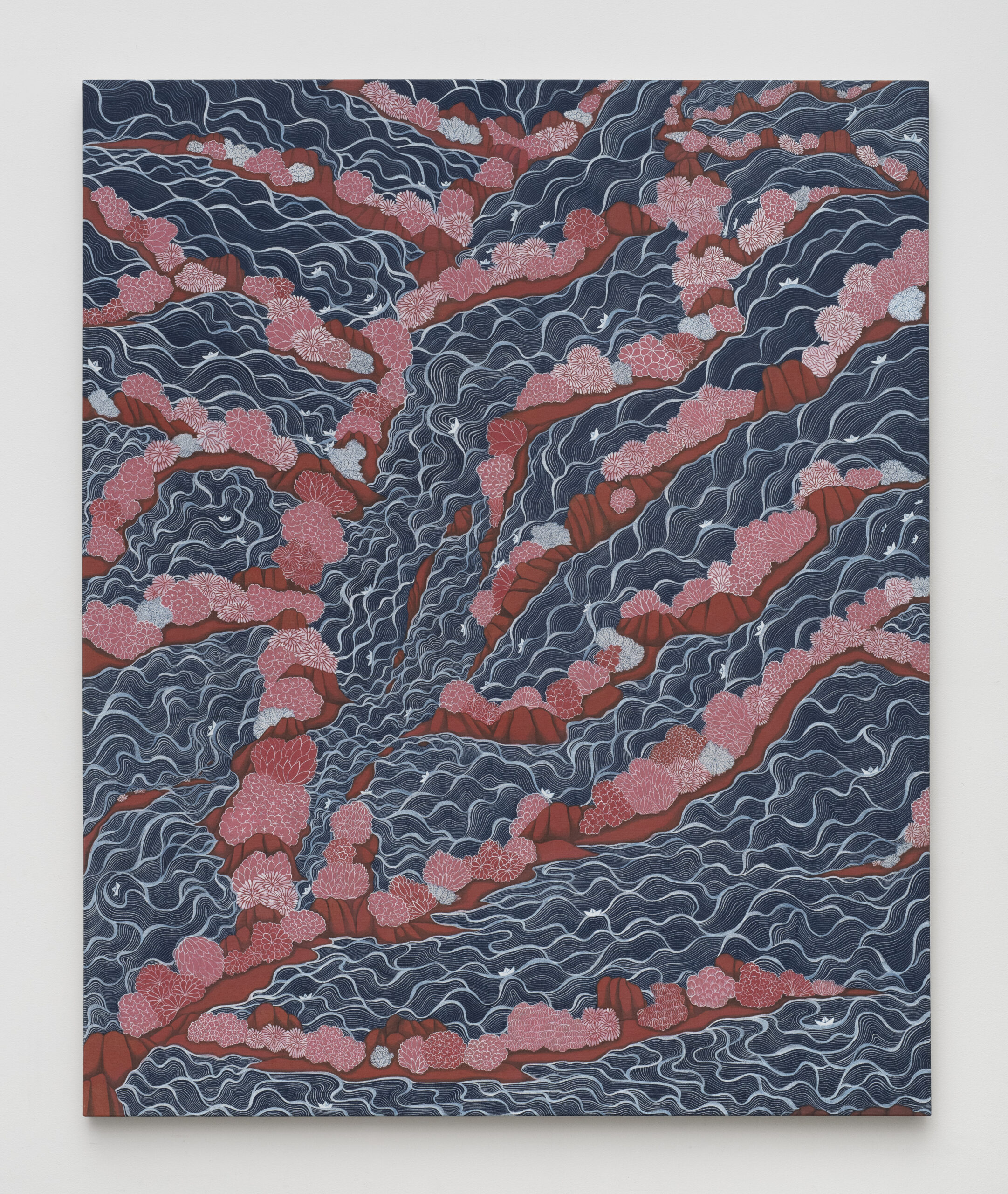 Rupy C. Tut<br><em>Inverted Waters</em>, 2026<br>Handmade pigments on linen<br>72 x 59 x 1 1/2 inches / 182.9 x 149.9 x 3.8 cm