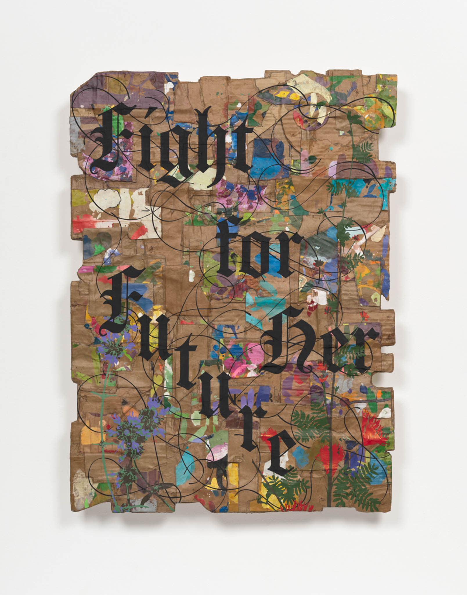 Andrea Bowers<br><em>Fight for Her Future</em>, 2026<br>Acrylic on cardboard<br>30 x 22 x 3 1/2 inches / 76.2 x 55.9 x 8.9 cm