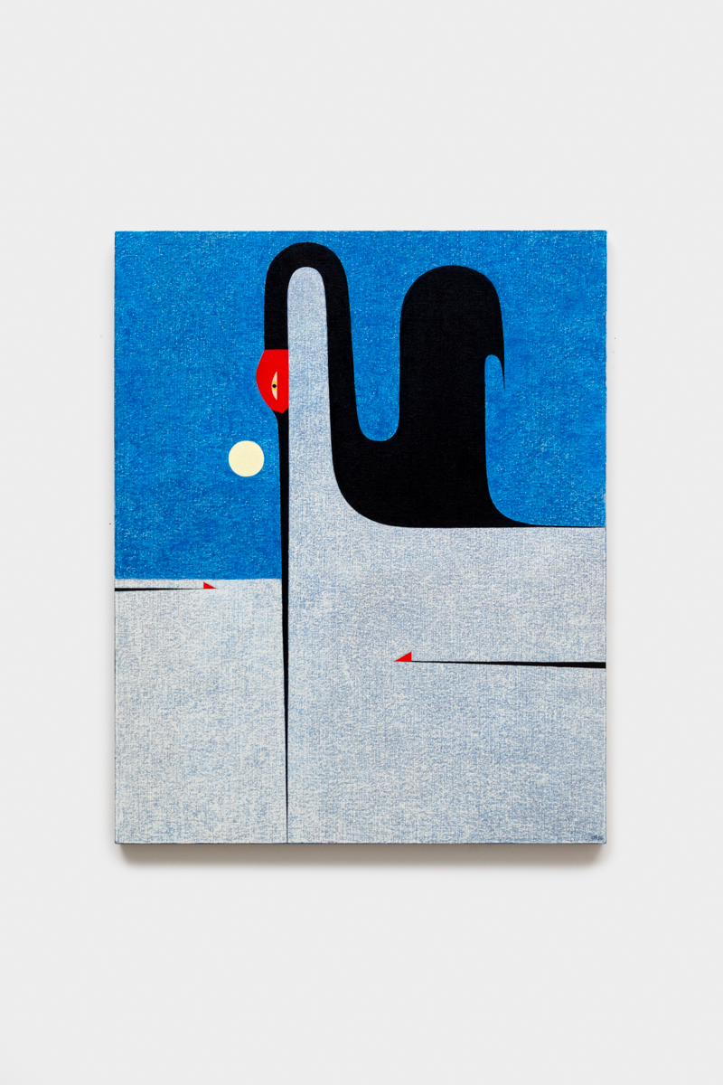 Clare Rojas<br><em>The Bird's Ocean</em>, 2026<br>Oil on linen<br>50 x 40 x 1 inches / 127 x 101.6 x 2.5 cm