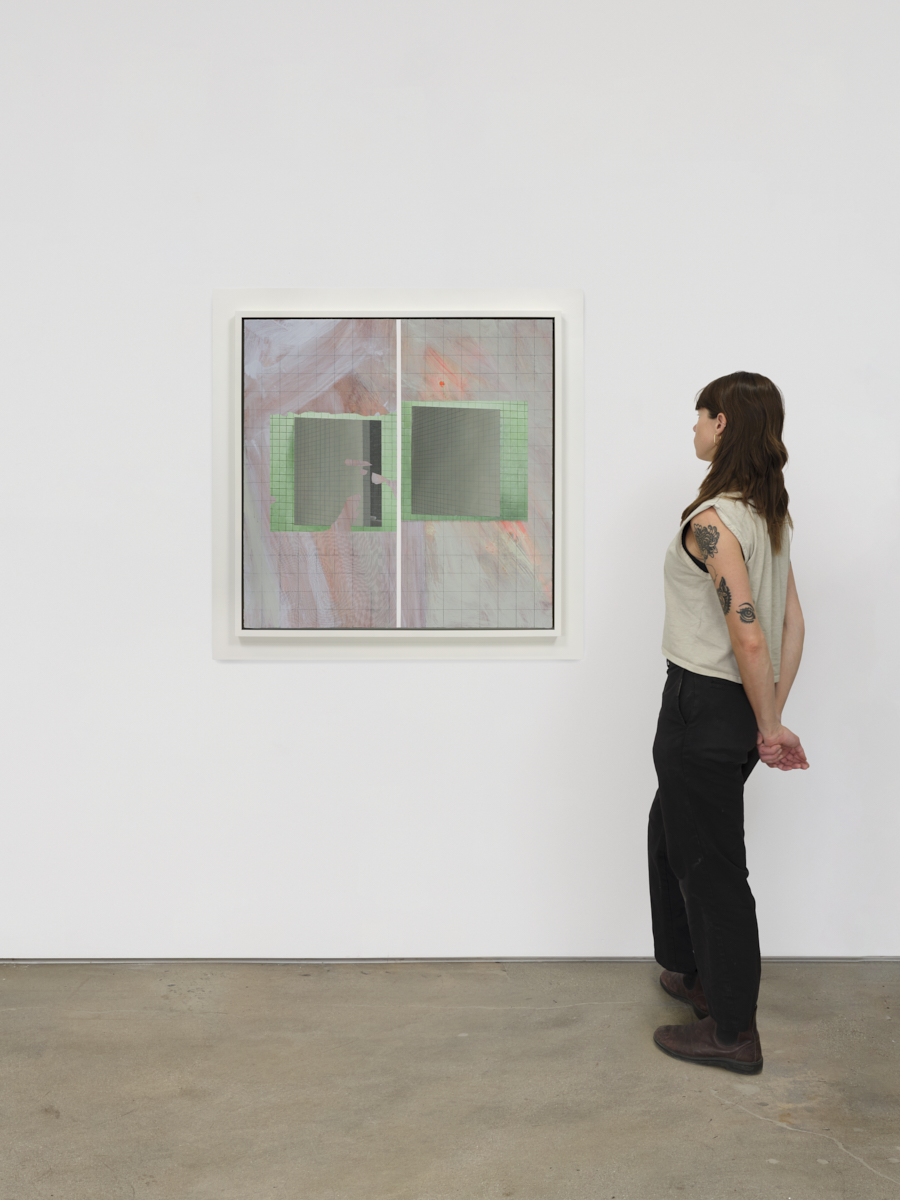 <p>Julian Hoeber<br /><em>Grid Multiplicities (After Caulfield),</em> 2026<br />Oil, acrylic, Flashe, colored pencil, graphite, and water-based silkscreen ink on linen over panel<br />44 1/8 x 44 1/8 x 2 1/4 inches / 112.1 x 112.1 x 5.7 cm</p>
