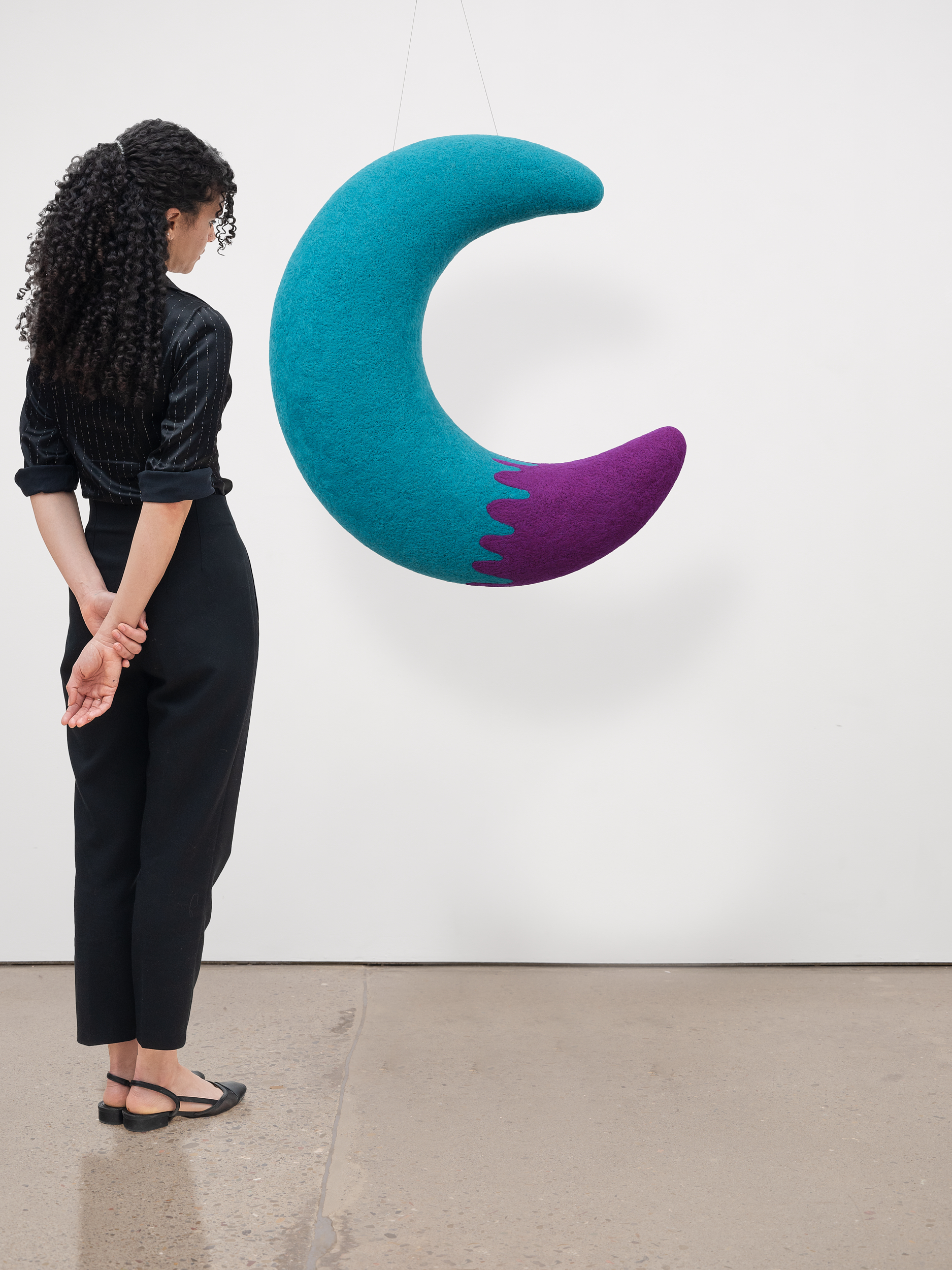 <p>Masako Miki<br /><em>Contemplating Crescent Moon</em>, 2026<br />Wool on XPS foam<br />33 x 27 x 11 inches / 83.8 x 68.6 x 27.9 cm<br />Scale view</p>
