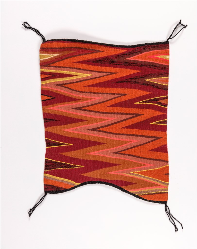 <p>Marilou Schultz<br /><i>Fire, Kǫ</i>, 2021<br /> Natural and aniline dyed yarns<br /> 25 1/2 x 21 1/2 inches / 64.8 x 54.6 cm</p>
