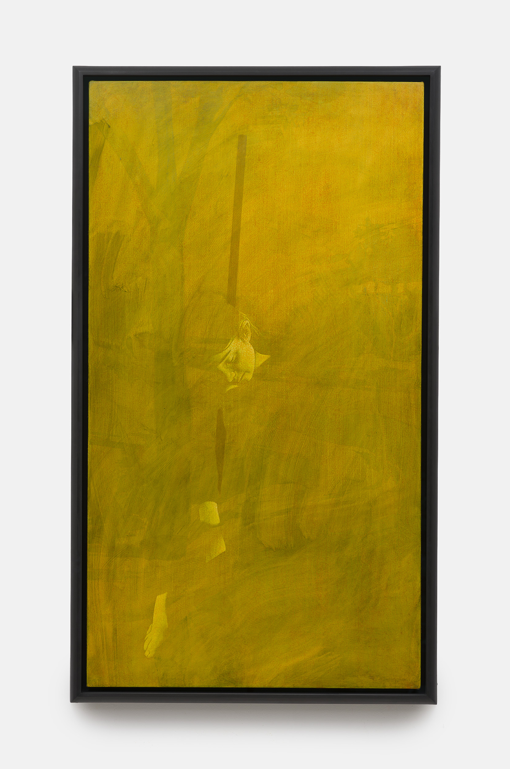 Oliver Osborne<br><em>Arezzo (The Sleeping Guard)</em>, 2026<br>Oil and acrylic on herringbone linen<br>60 5/8 x 35 x 2 3/8 inches / 154 x 89 x 6 cm