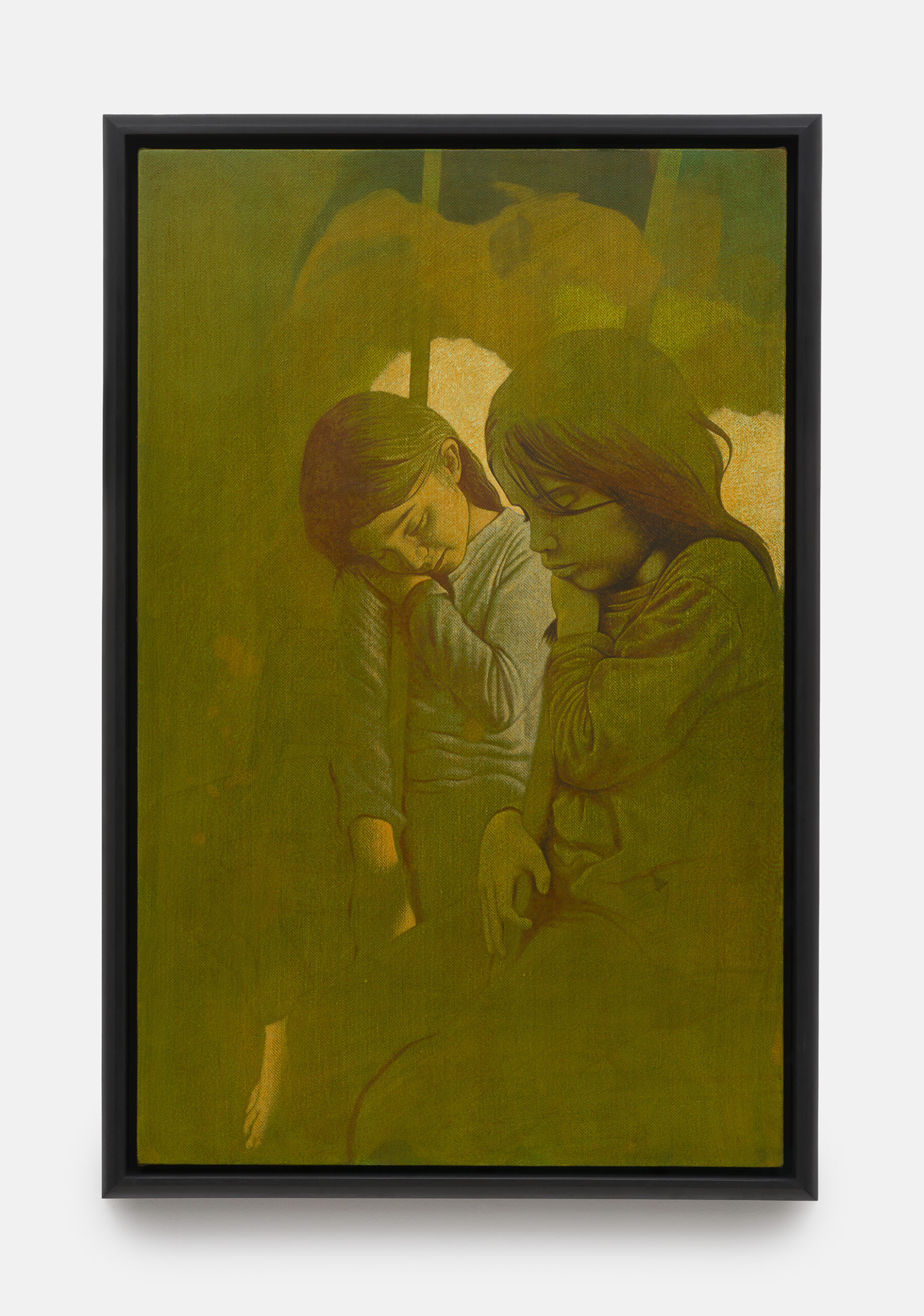 Oliver Osborne<br><em>Sleeping Guards</em>, 2026<br>Oil and acrylic on herringbone linen<br>46 7/8 x 31 1/8 x 2 3/8 inches / 119 x 79 x 6 cm