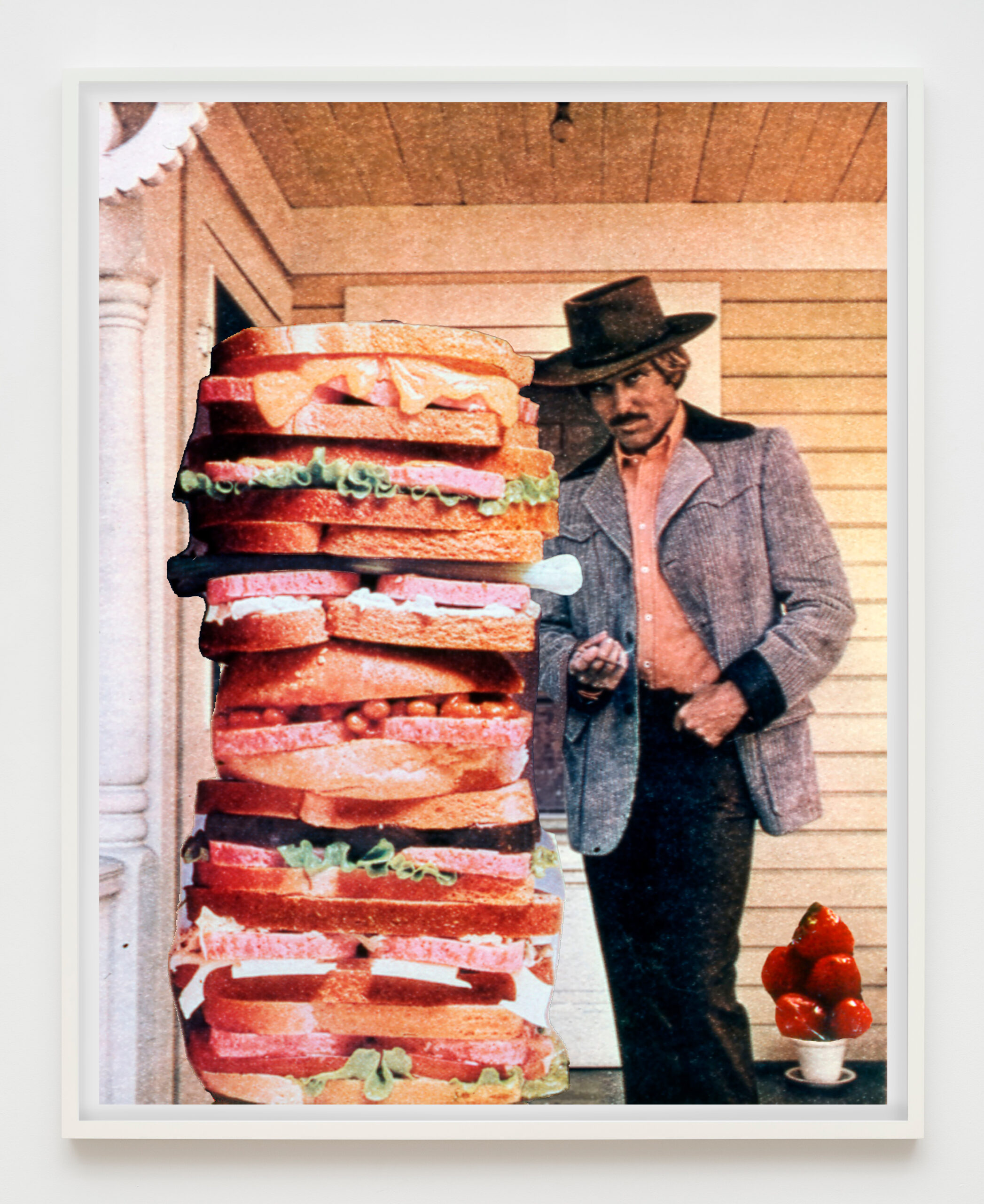 <p>Trevor Paglen<br /><em>layered tower soft strata hatted figure threshold red (Gondola Wish color_5521)</em>, 2026<br />Collage<br />16 3/8 x 13 1/4 x 1 1/2 inches / 41.59 x 33.66 x 3.81 cm</p>
