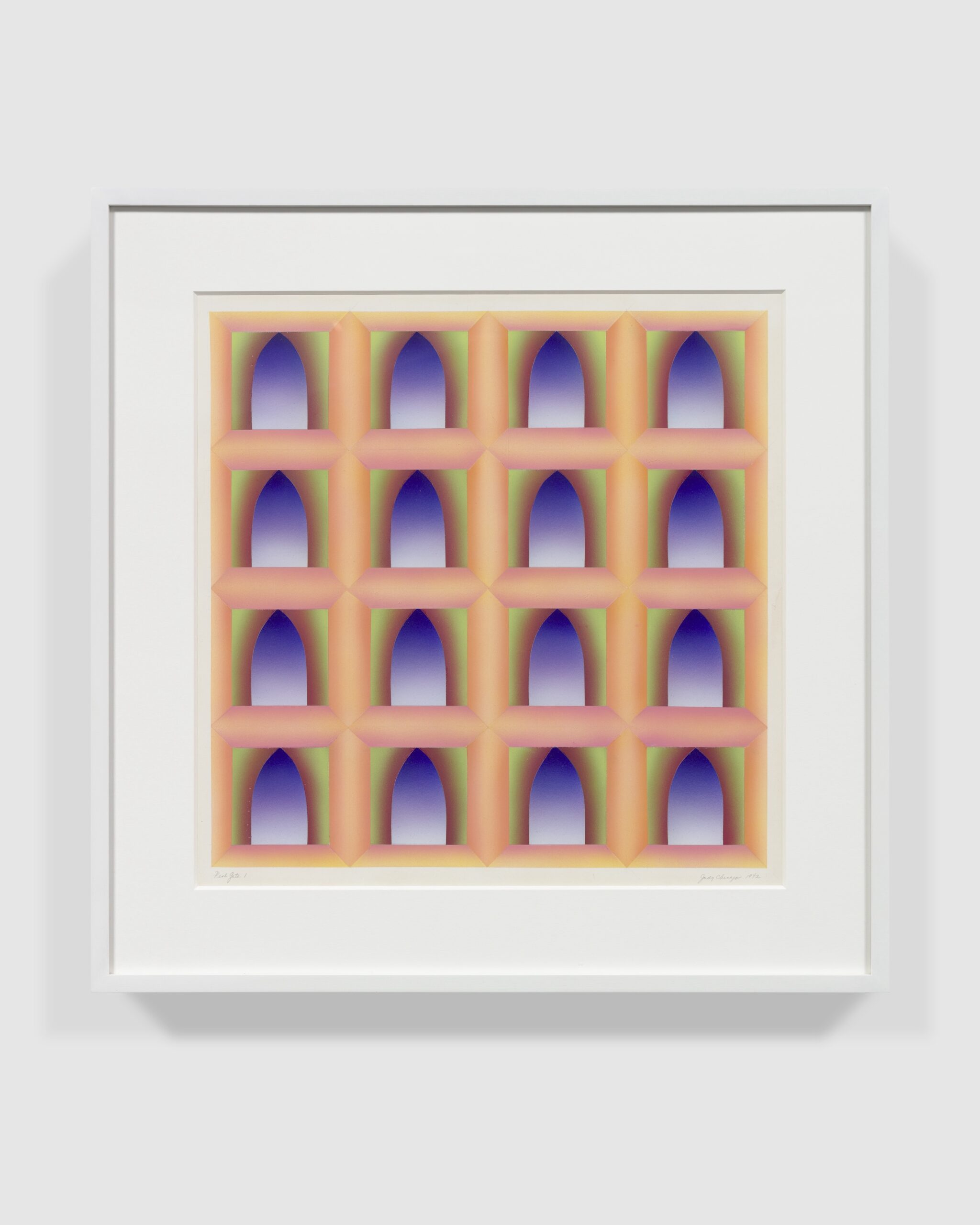 Judy Chicago<br><em>Flesh Gate I</em>, 1972<br>Sprayed acrylic on paper<br>23 x 23 inches / 58.4 x 58.4 cm