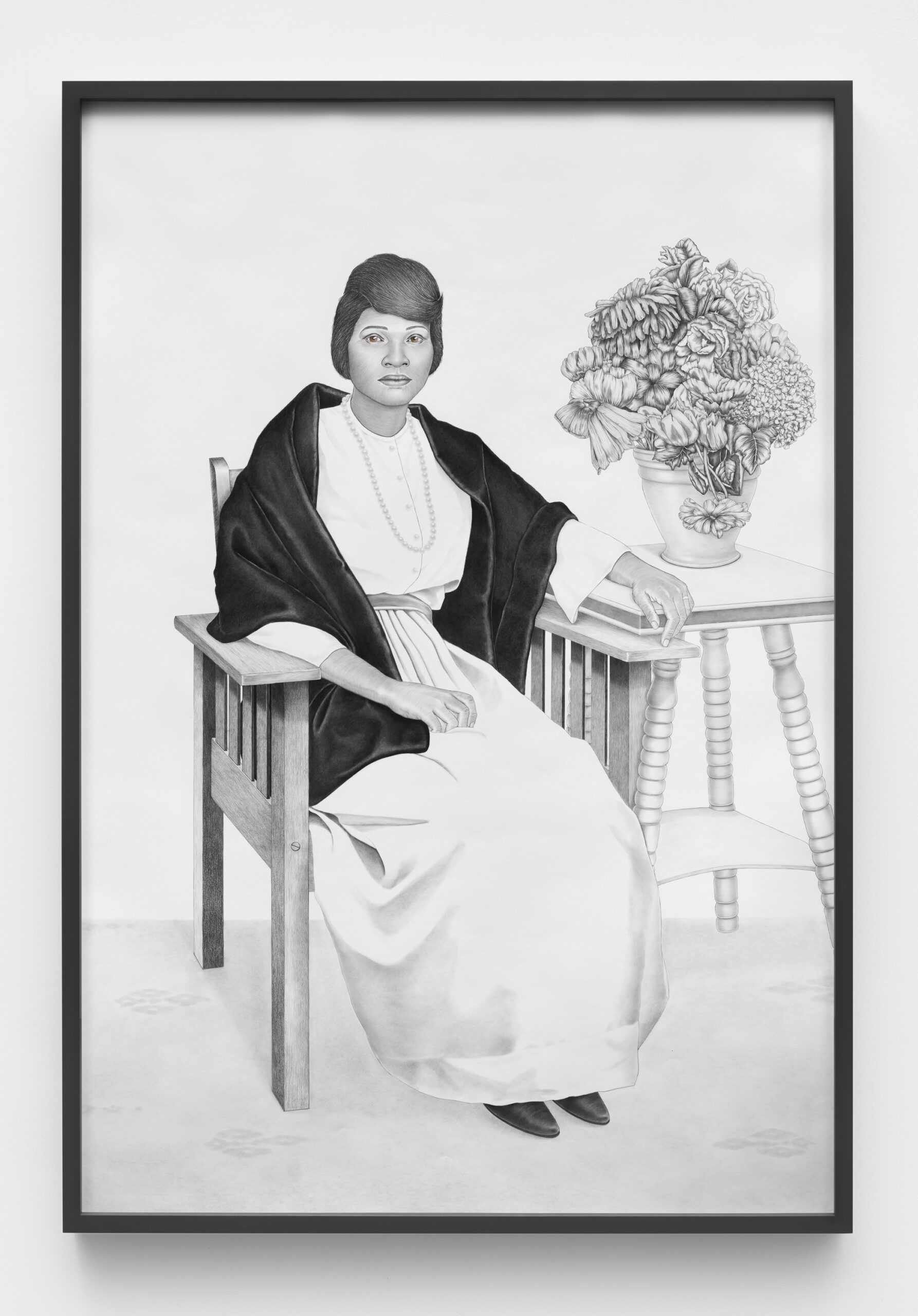Lava Thomas<br><em>Grace and Bearing</em>, 2026<br>Graphite, Conté pencil, and watercolor on paper<br>80 3/8 x 55 1/8 x 2 inches / 204.2 x 140 x 5.1 cm