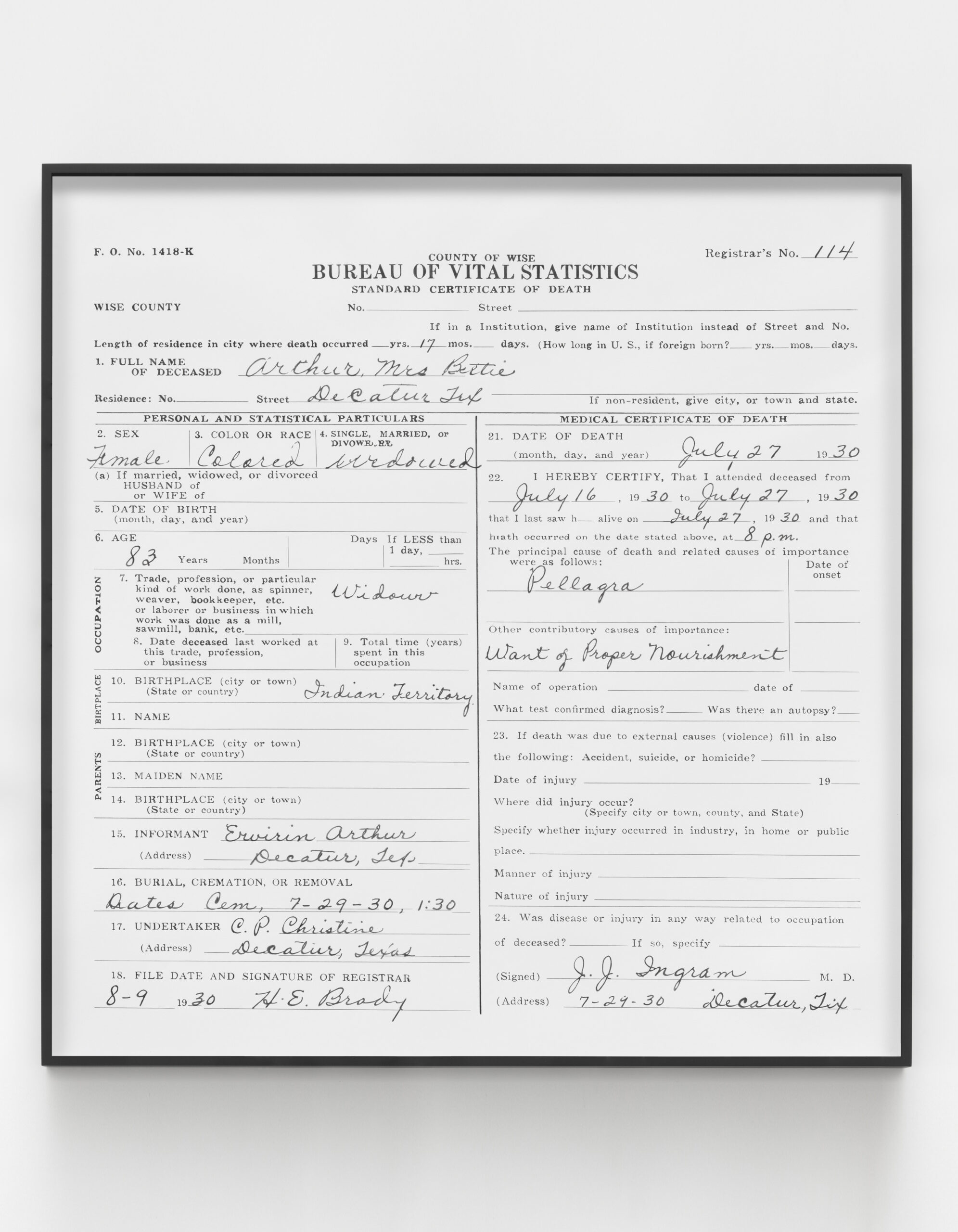Lava Thomas<br><em>Her Death Certificate</em>, 2026<br>Graphite and carbon on paper<br>48 x 46 x 2 inches / 121.9 x 116.8 x 5.1 cm