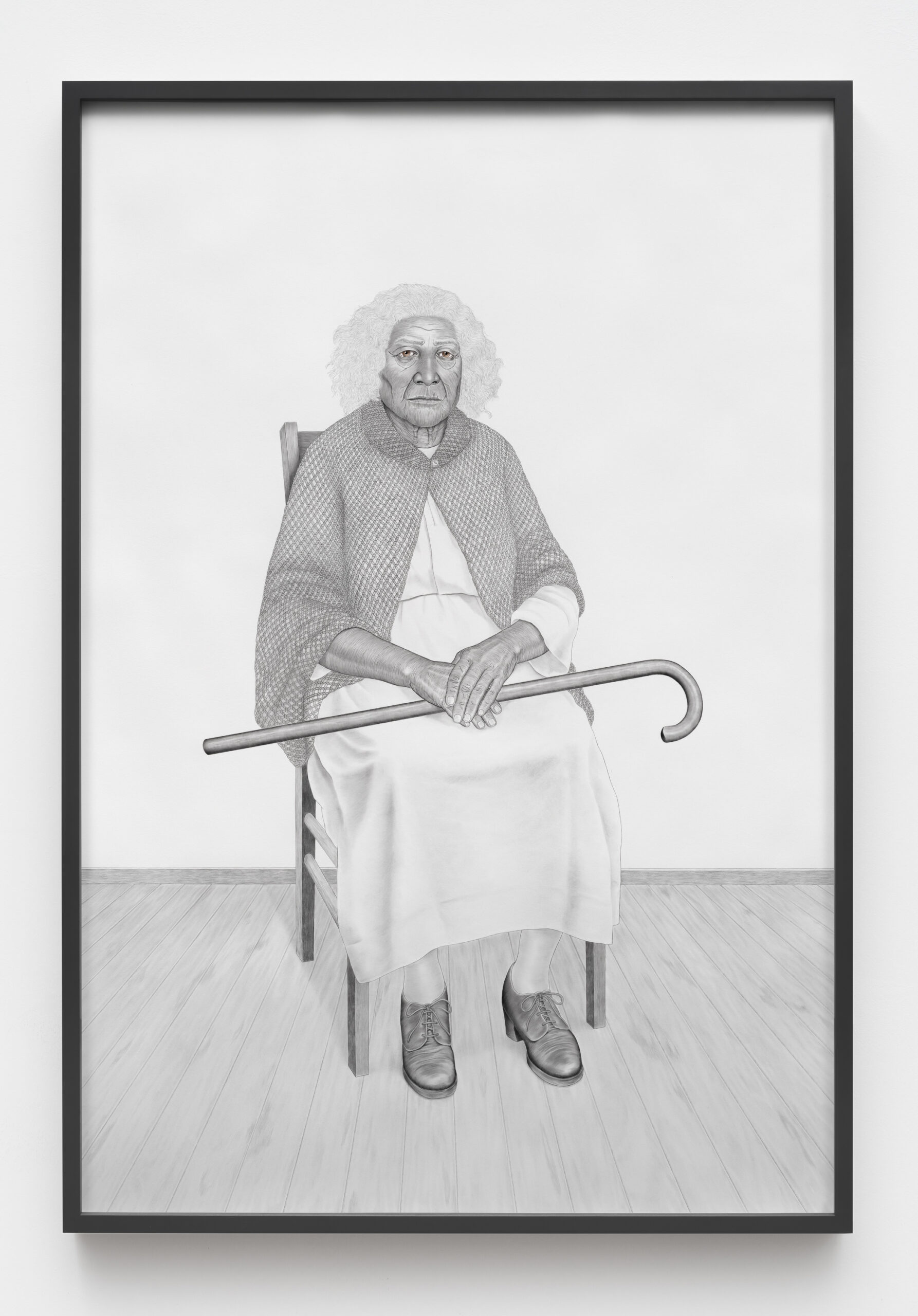 Lava Thomas<br><em>Mrs. Elizabeth “Bettie” Arthur (Steadfast)</em>, 2026<br>Graphite, Conté pencil, and watercolor on paper<br>80 3/8 x 55 1/8 x 2 inches / 204.2 x 140 x 5.1 cm