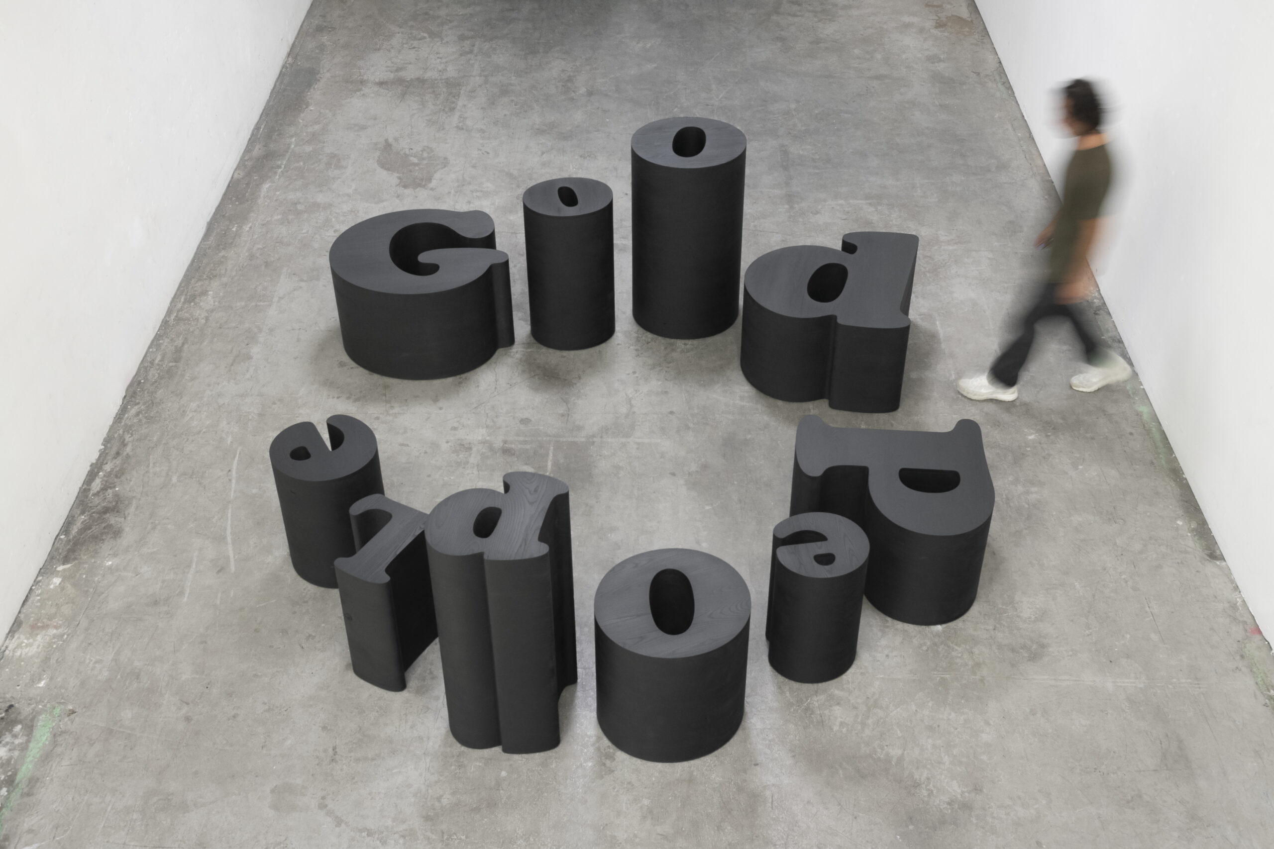 <p>Sadie Barnette<br /><em> Good People (Decaptych)</em>, 2026<br /> Ash and poplar wood <br />
36 x 132 x 132 inches / 91.4 x 335.3 x 335.3 cm<br />Overall weight: approx 1200 lbs<br />Each letter: 80 – 140 lbs</p>
