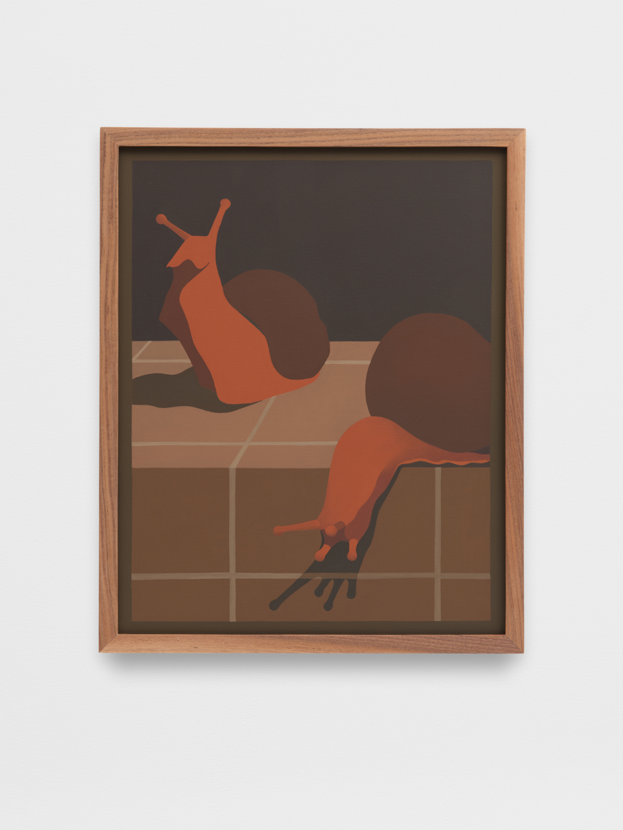 <p>Laeh Glenn<br /><em>Red Snails</em>, 2026<br />Oil on canvas with artists frame<br />21 1/4 x 17 1/8 x 1 1/2 inches / 54 x 43.5 x 3.8 cm</p>
