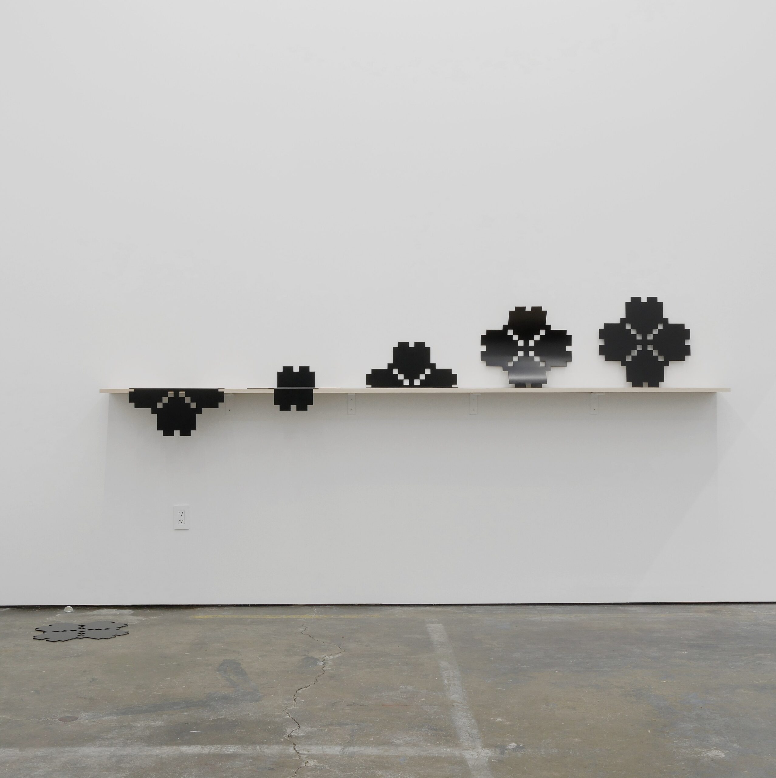 <p>Laeh Glenn<br /><i>Still Life – Fast Moving</i>, 2016<br />
Powder coated steel with wood<br />
28 1/4 x 120 x 10 1/2 inches / 71.6 x 304.8 x 26.7 cm</p>
