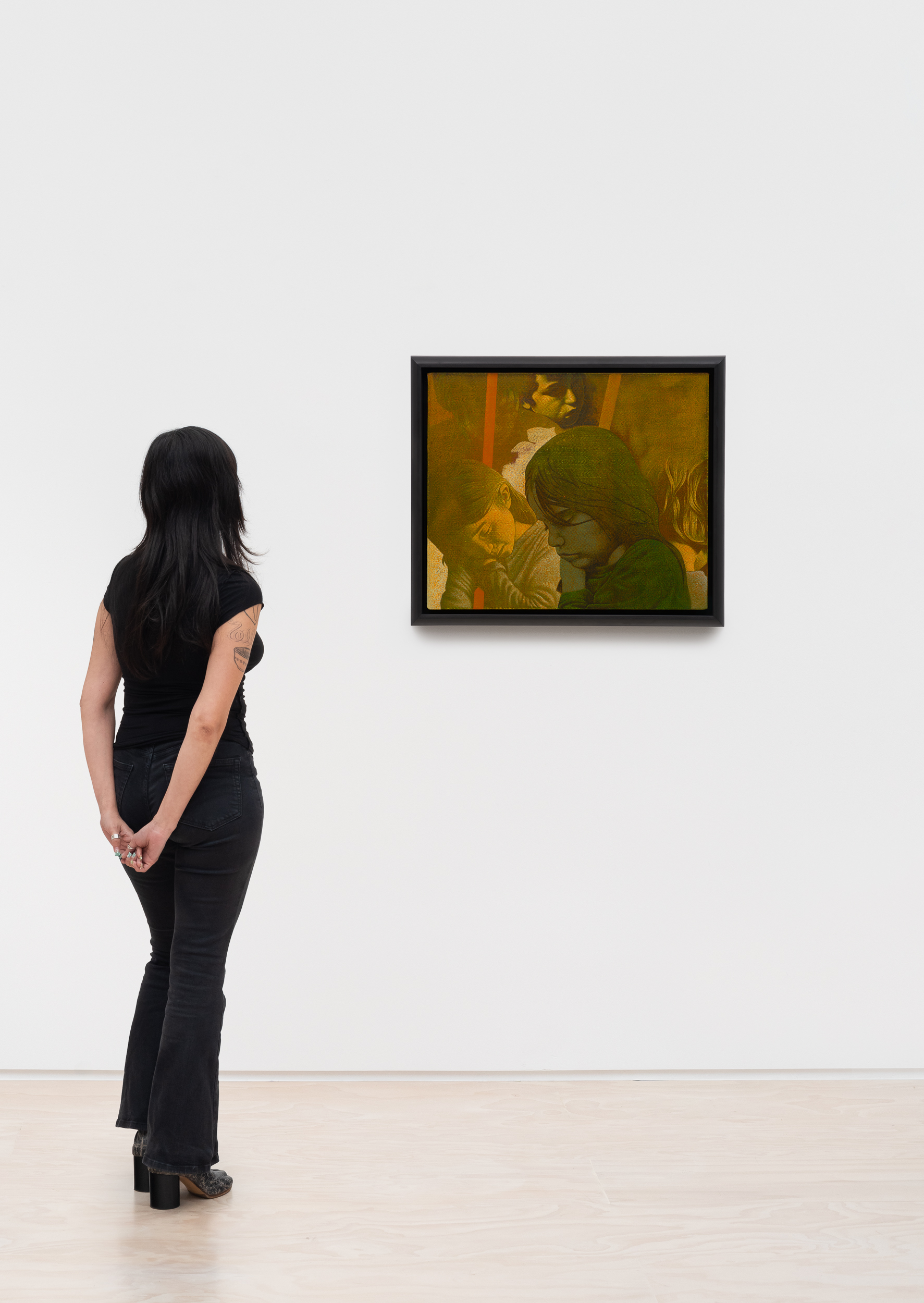 <p>Oliver Osborne<br /><em>Multi-Figure Composition with Leaf</em>, 2026<br />Scale view</p>
