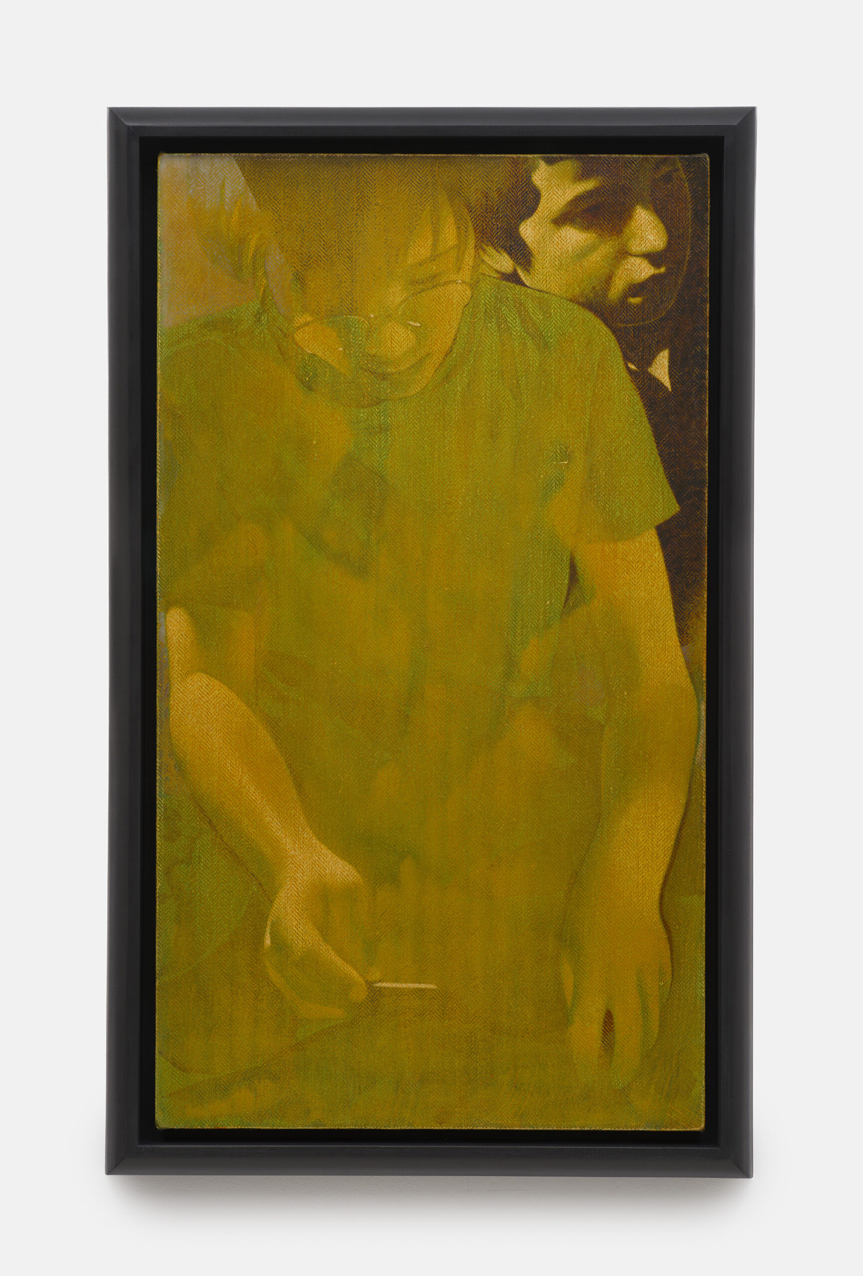<p>Oliver Osborne<br /><em>The Card Players</em>, 2026<br />Oil and acrylic on herringbone linen<br />35 x 21 1/4 x 2 3/8 inches / 89 x 54 x 6 cm</p>
