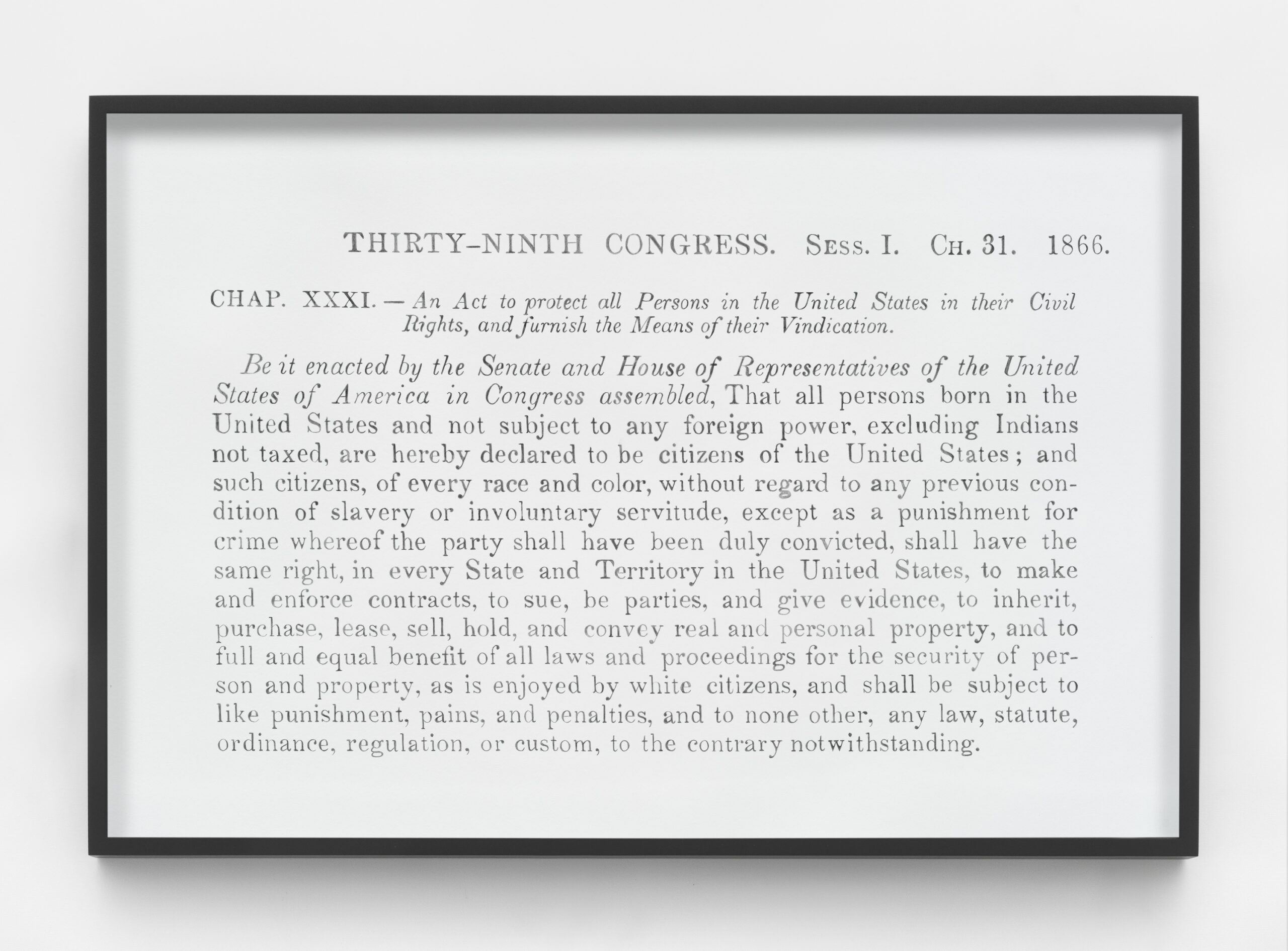<p>Lava Thomas<br /><em>Civil Rights Act of 1866, Unfinished</em>, 2026<br />Graphite and carbon on paper<br />25 3/4 x 37 5/8 x 2 inches / 65.4 x 95.6 x 5.1 cm</p>
