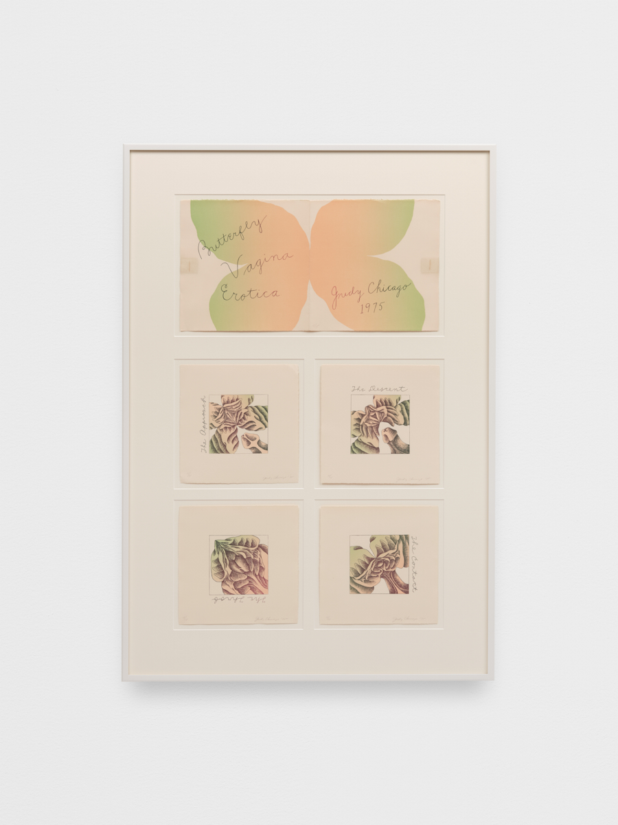 Judy Chicago<br><em>Butterfly Vagina Erotica</em>, 1975<br>Lithograph on Buff Arches<br>46 x 32 x 1 5/8 inches / 116.8 x 81.3 x 4.1 cm