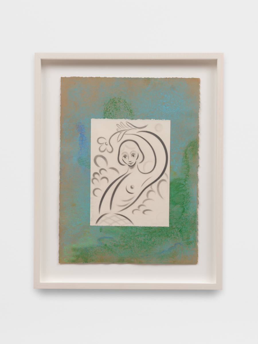Koak<br><em>Soft Weather</em>, 2026<br>Graphite, pastel, and casein on craft rag paper with natural inlay<br>18 3/4 x 15 x 1 1/2 inches / 47.6 x 38.1 x 3.8 cm