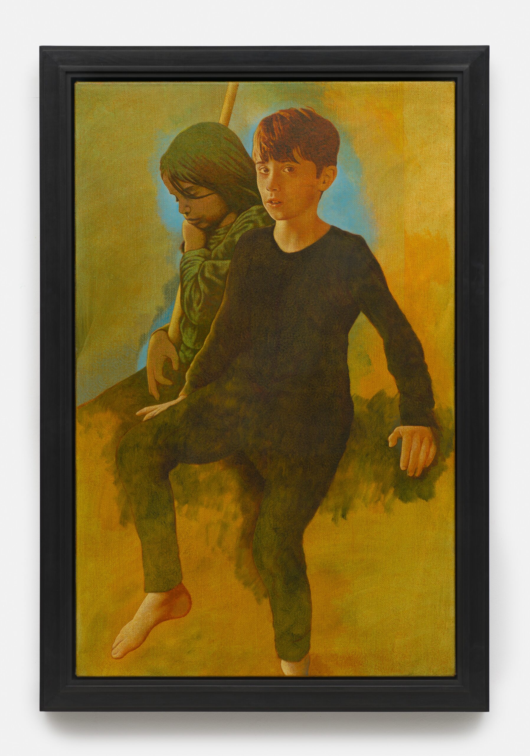 Oliver Osborne<br><em>Portrait of the Artist's Sons</em>, 2026<br>Oil on herringbone linen<br>48 3/8 x 32 5/8 x 2 3/8 inches / 122.9 x 82.9 x 6 cm