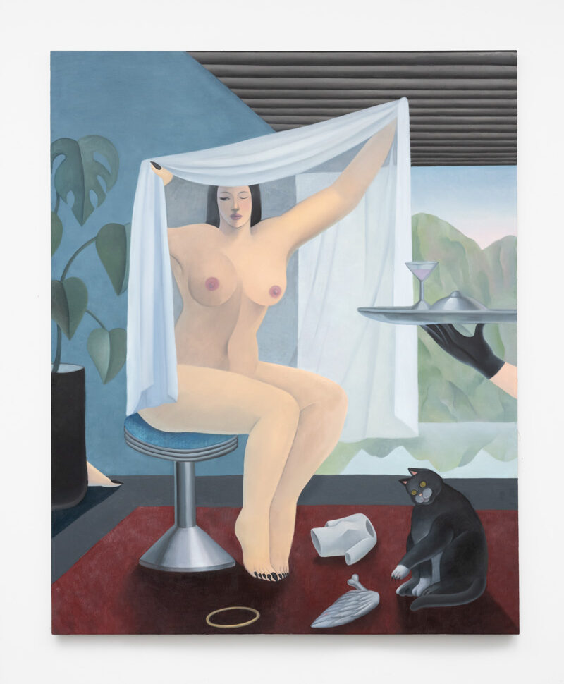 GaHee Park<br><em>Eating Angel</em>, 2026<br>Oil on linen<br>90 x 72 x 1 1/2 inches / 228.6 x 182.9 x 3.8 cm