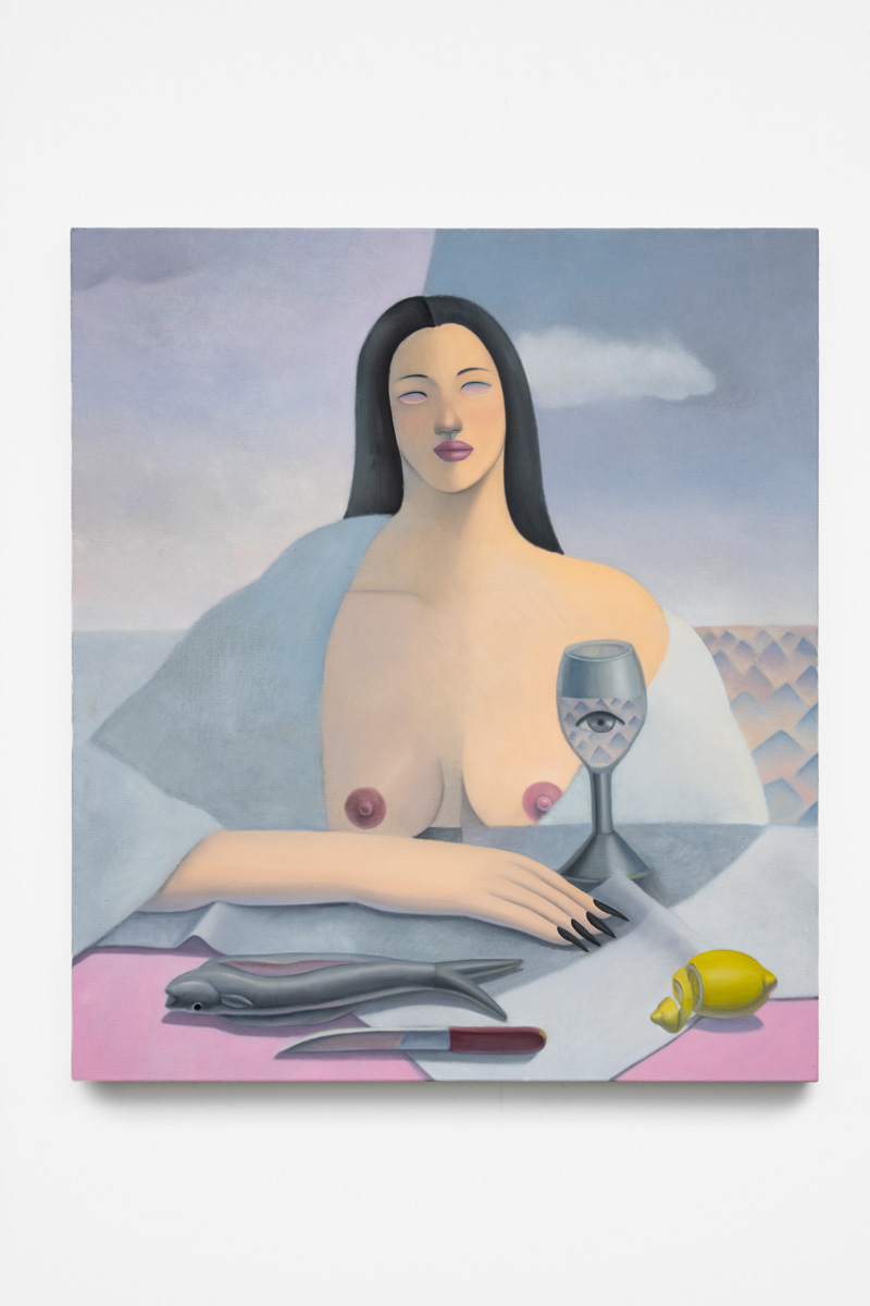 GaHee Park<br><em>Landscape in Eyes</em>, 2026<br>Oil on linen<br>40 x 35 x 1 1/2 inches / 101.6 x 88.9 x 3.8 cm