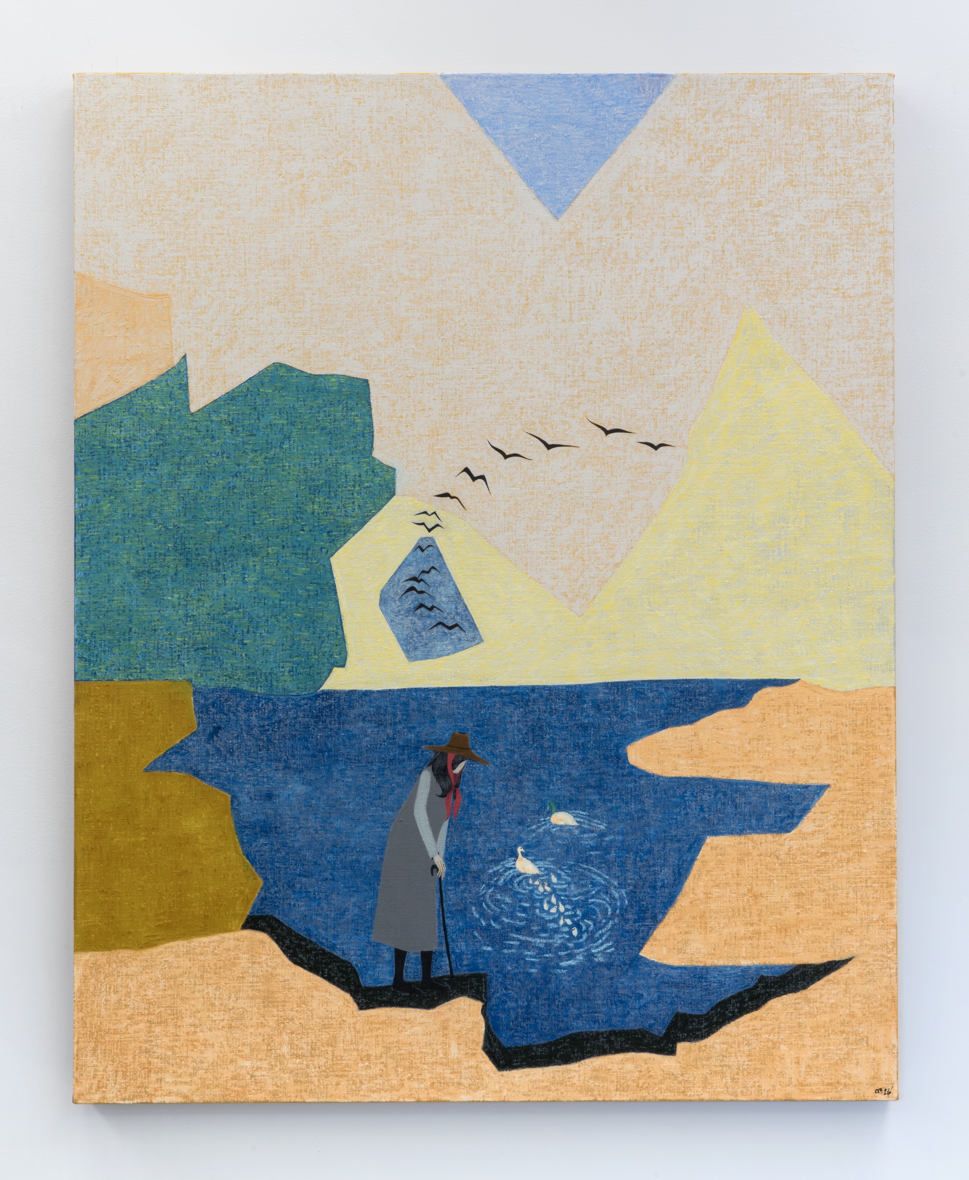 Clare Rojas<br><em>The Ducklings</em>, 2026<br>Oil on linen<br>50 x 40 x 1 inches / 127 x 101.6 x 2.5 cm