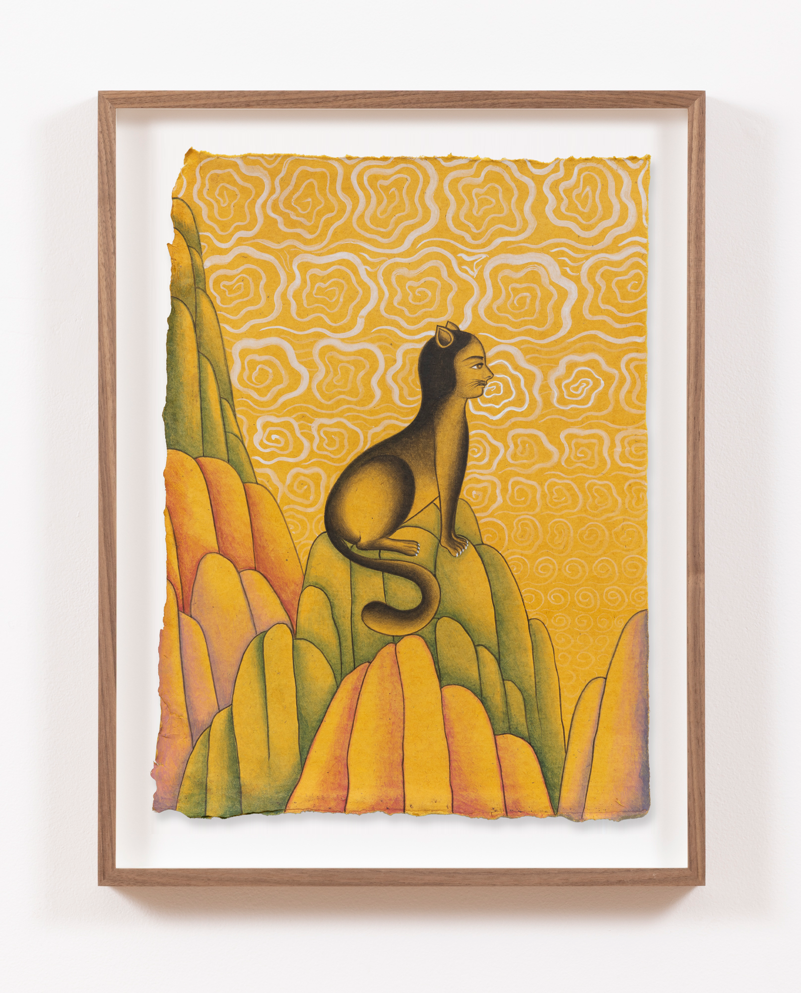 Rupy C. Tut<br><em>I Mean What I Say</em>, 2026<br>Handmade pigments on dyed hemp paper<br>19 3/4 x 15 1/4 x 1 1/2 inches / 50.2 x 38.7 x 3.8 cm