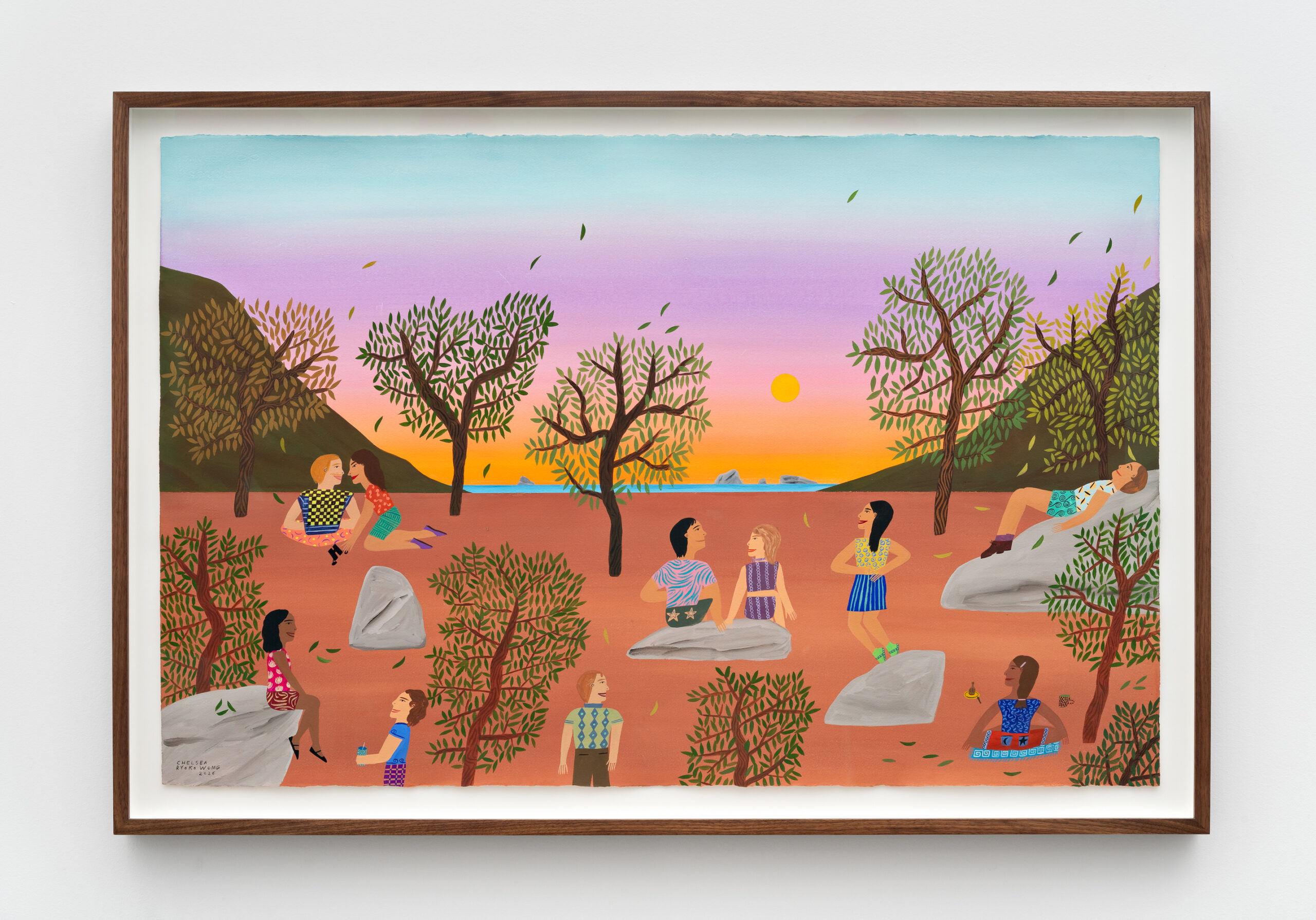 Chelsea Ryoko Wong<br><em>Ephēmeros</em>, 2026<br>Watercolor and gouache on paper<br>29 1/2 x 43 1/2 x 1 3/4 inches / 74.9 x 110.5 x 4.4 cm