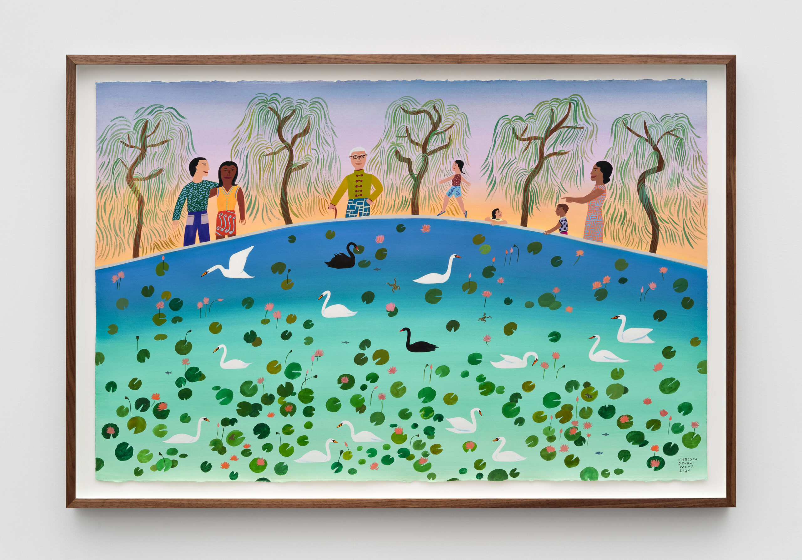 Chelsea Ryoko Wong<br><em>If I Could Stop Time</em>, 2026<br>Watercolor and gouache on paper<br>29 1/2 x 43 1/2 x 1 3/4 inches / 74.9 x 110.5 x 4.4 cm