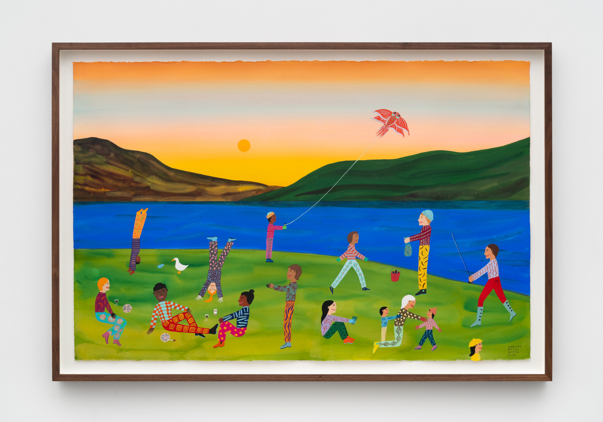 Chelsea Ryoko Wong<br><em>Life's Pleasures</em>, 2026<br>Watercolor and gouache on paper<br>29 1/2 x 43 1/2 x 1 3/4 inches / 74.9 x 110.5 x 4.4 cm