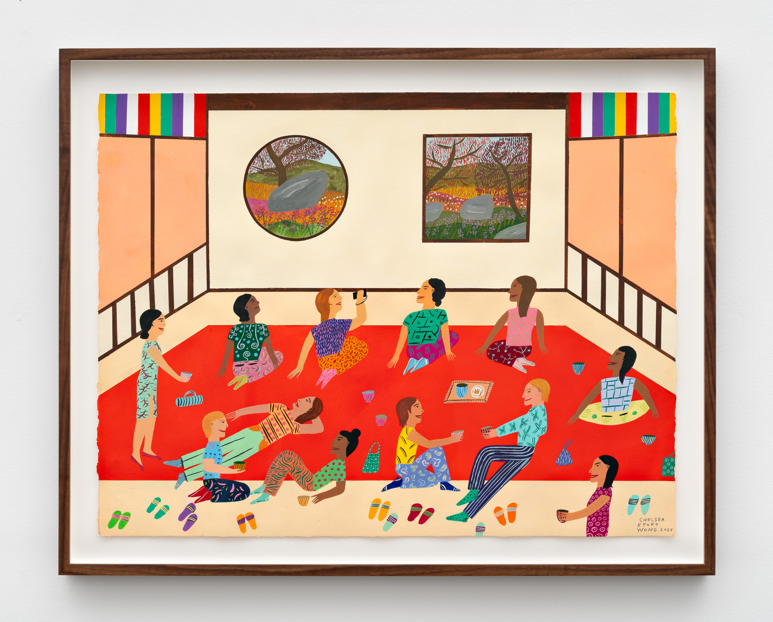 Chelsea Ryoko Wong<br><em>Seeking Enlightenment</em>, 2026<br>Watercolor and gouache on paper<br>23 1/2 x 29 1/4 x 1 1/2 inches / 59.7 x 74.3 x 3.8 cm